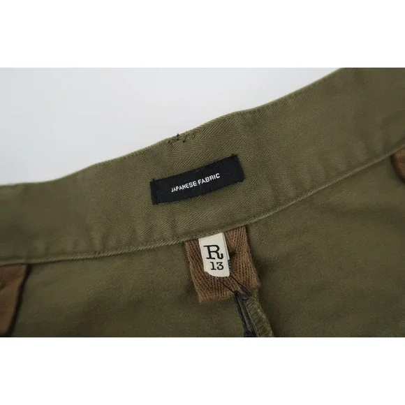 R13 Jesse Multipocket Short Womens 28 Regular Surplus Olive Herringbone US 8 New - Picture 8 of 16